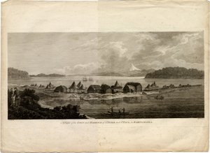 Vista de la ciudad y el puerto de Petropavlovsk-Kamchatsky del viaje al Océano Pacífico, 1785 de Benjamin Thomas Pouncey