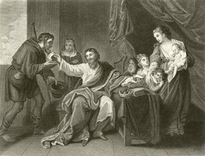 Alfred dividiendo el pan de Benjamin West