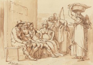 Personajes en las calles de Londres de Benjamin West