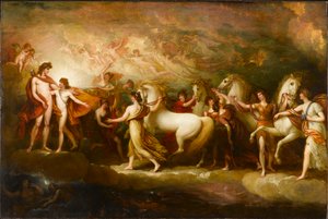 Faetón pidiendo a Apolo conducir el carro del Sol, 1804 de Benjamin West