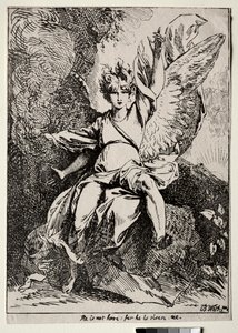 Especímenes de Poliautografía: El ángel en la tumba de Cristo de Benjamin West