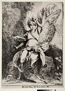 Especímenes de Poliautografía: El ángel en la tumba de Cristo, 1801 de Benjamin West