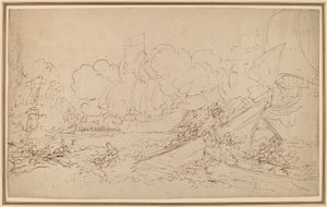 Estudio para La batalla de La Hogue (recto) de Benjamin West