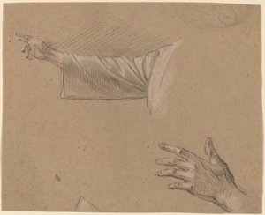 Estudio de un brazo derecho y una mano izquierda