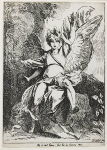 El ángel de la resurrección, de "Specimens of Polyautography" de Benjamin West