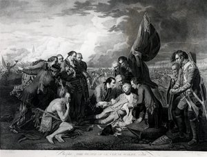 La muerte del general Wolfe, 1759, grabado por Augustin Legrand de Benjamin West