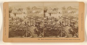 Cuartel General de Mead destrozado por disparos y proyectiles, Batalla de Gettysburg. de Benjamin West Kilburn