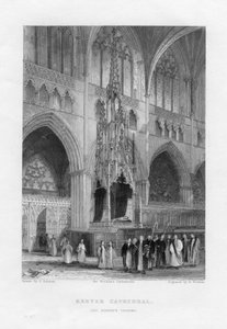 El trono del obispo, Catedral de Exeter, Devon, c1836-c1842 de Benjamin Winkles