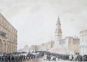 Funeral de un oficial francés en Weimar, octubre de 1806 (dibujo) de Benjamin Zix