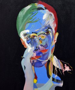 50 Major Writers In History : Christine Angot, 2015 (óleo y acrílico sobre lienzo)