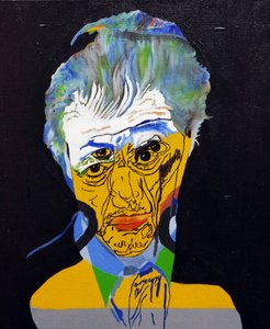 50 Major Writers In History : John Irving, 2015 (óleo y acrílico sobre lienzo)