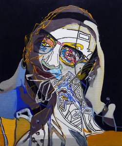 50 Major Writers In History : Michel Foucault, 2015 (óleo y acrílico sobre lienzo)