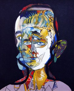 50 Major Writers In History : William Faulkner, 2015 (óleo y acrílico sobre lienzo) de Benoit Erwann Boucherot