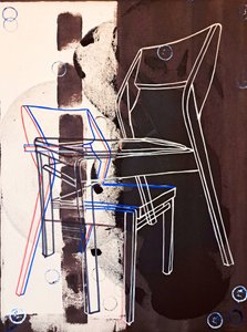 Prototipo de chaise, según David Gour, 2023 (óleo y acrílico sobre lienzo mixto)