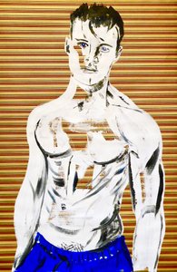 Masculin japonais 7, 2020 (acrílico sobre papel japonés serigrafiado) de Benoit Erwann Boucherot