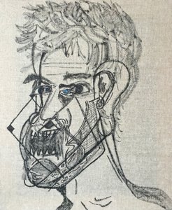 Surautoportrait main levée, 2017 (óleo sobre lienzo) de Benoit Erwann Boucherot