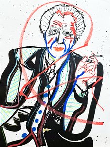 Retrato : Frank Lloyd Wright, 2022 (acrílico sobre papel) de Benoit Erwann Boucherot