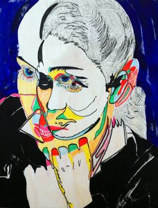 Surportrait : Gabrielle Roy, 2021 (óleo y acrílico sobre panel de madera)