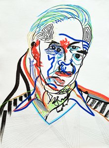 Surportrait : Hans J. Wegner, 2022 (acrílico sobre papel)