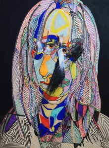Surportrait : Virginie Despentes, 2021 (óleo y acrílico sobre panel de madera)