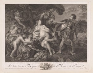 Minerva beschermt de Vruchtbaarheid tegen March Minerva despide al dios de la guerra y protege la fertilidad (título sobre objeto)