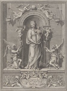 Madonna de Loreto, dentro de un nicho con un ángel a cada lado, 1650-1724 de Benoît Farjat
