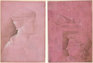 Busto de una mujer (recto); Cabeza de un hombre, dos estudios del perfil de una mujer y un estudio de un ángel (verso) de Benozzo Gozzoli