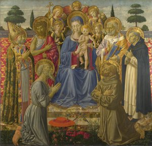 La Virgen y el Niño entronizados entre ángeles y santos, 1460s de Benozzo Gozzoli