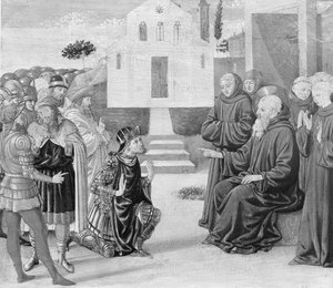 Totila ante San Benito de Benozzo Gozzoli