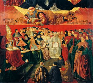 Filósofo árabe Averroes, detalle del Triunfo de Santo Tomás de Aquino de Benozzo di Lese di Sandro Gozzoli