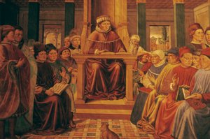 Agustín enseñando retórica en Roma de Benozzo di Lese di Sandro Gozzoli