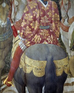 Caballero a caballo en trajes suntuosos, detalle de la Adoración de los Magos (detalle) de Benozzo di Lese di Sandro Gozzoli