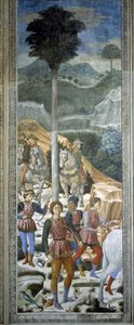 Arqueros con librea, detalle del ciclo del Viaje de los Magos en la capilla, c.1460 (fresco) de Benozzo di Lese di Sandro Gozzoli