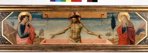 Predela con Cristo en piedad y santos. Pintura de Gozzoli Benozzo (detalle) de Benozzo di Lese di Sandro Gozzoli