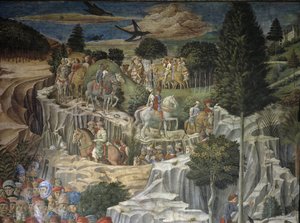 Procesión de los Magos con Lorenzo el Magnífico (fresco) de Benozzo di Lese di Sandro Gozzoli
