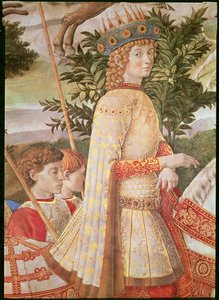 La Procesión de los Magos, la procesión liderada por Lorenzo el Magnífico en la figura del Mago Caspar, (detalle) de Benozzo di Lese di Sandro Gozzoli