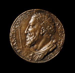 Medallón de bronce con la efigie del Rey Francisco I (1494-1547) realizado por Benvenuto Cellini (1500-1571) 1538 Diam. 38 cm. Florencia, Museo Nazionale del Bargello