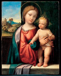La Virgen y el Niño (Madonna with the Child) - Pintura de Benvenuto Tisi da Garofalo (Il Garolafo) (1481-1559), óleo sobre tabla, 47,5x37,5 cm