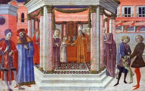 Presentación de María en el Templo, detalle de la predela de Benvenuto di Giovanni (1436-1518)