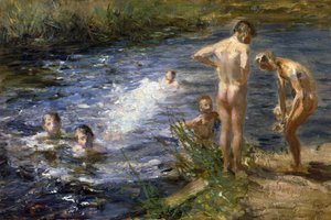 Niños en el río, 1899 de Beppe Ciardi