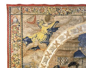Tapiz alegórico de Bruselas que representa el mes de diciembre de "Los meses del medallón", c.1525