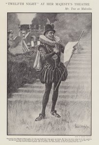 Herbert Beerbohm Tree como Malvolio en una producción de Noche de Reyes de Shakespeare en el Teatro de Su Majestad, Londres de Bernard (after) Partridge