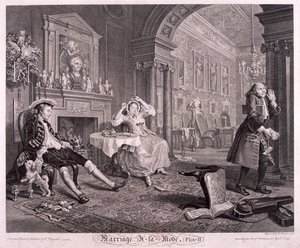 Matrimonio a la moda, 1745, placa II de Bernard Baron