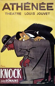 Cartel de “Knock” por Jules Romans en el Teatro Louis Jouvet “Athénée”, por Bernard Becan (Bernhard Kahn) (1890-1943) de Bernard Becan