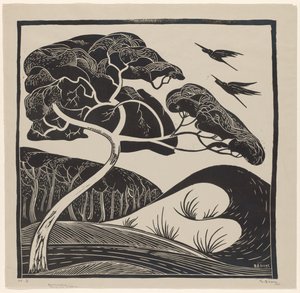Paisaje de dunas (título en el objeto)
Árbol con 2 garzas (título en el objeto) de Bernard Essers (signed by artist)