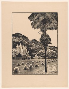 Paisaje de dunas con tolvas de heno de Bernard Essers (signed by artist)