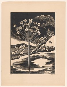 La flor del cisne en un paisaje de Bernard Essers (signed by artist)