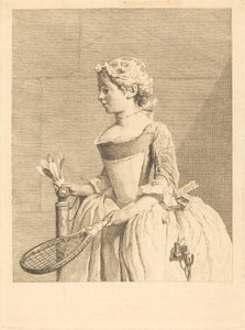 Joven chica al volante (Joven chica a la raqueta) de Bernard Lépicié after Jean Siméon Chardin
