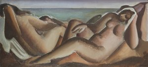 Bañistas descansando, c.1936 (óleo sobre lienzo)