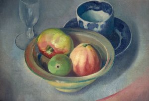 Bodegón con manzanas de Bernard Meninsky